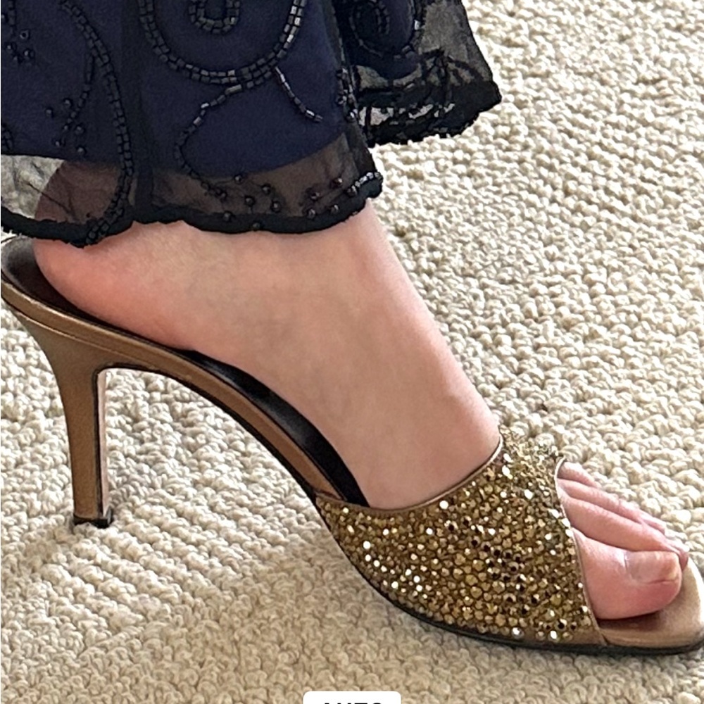 Stuart Weitzman Gold Crystal Heels